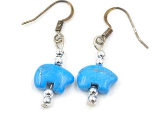 Vintage Bear Dangle Earrings 1.4"