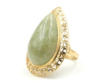 ヴィンテージ 18K イエローゴールド 翡翠 ドームリング - Etsy 日本
