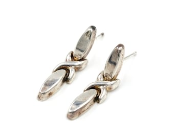 1990s Sterling Articulated Earrings 1" // Modern Elegant Earrings // Everyday Sterling Jewelry // Vintage Jewels