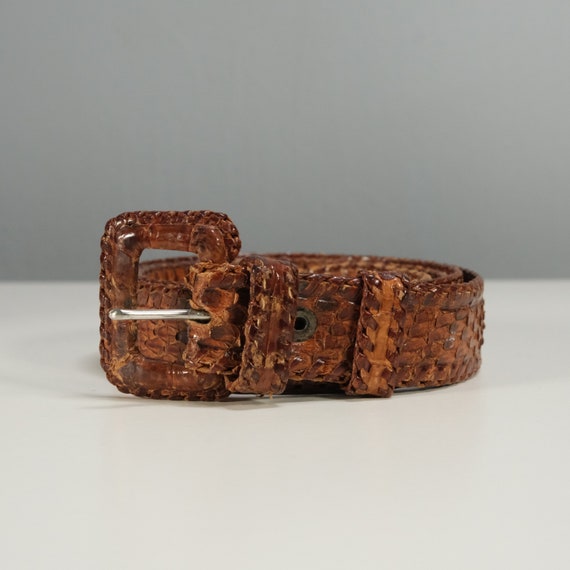 Vintage Snake Skin Belt // Brown Snake Skin Belt /