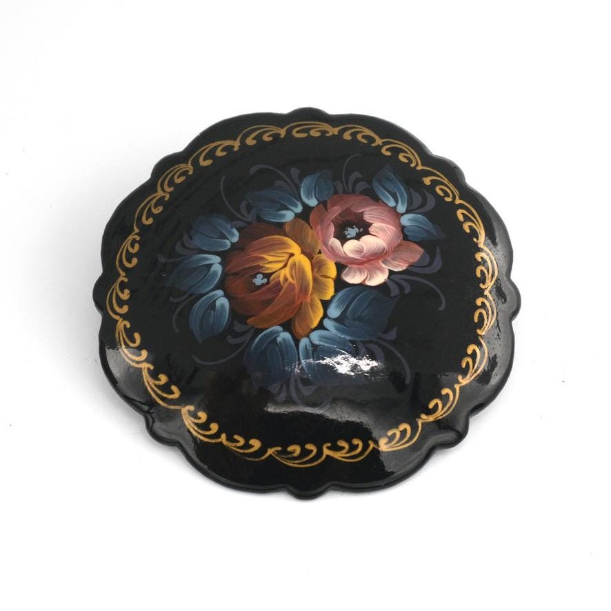 Hand Painted Vintage Russian Brooch - Etsy