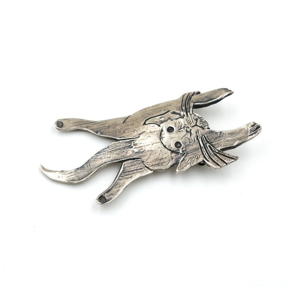 Vintage Sterling Cat Pin // "Hang in There" Cat /… - image 2