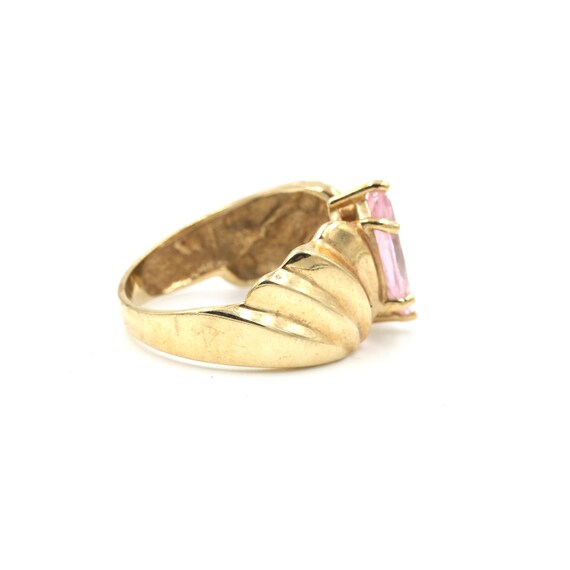 Vintage 10Kt Gold Pink CZ Ring - Size 6 // 10k Go… - image 3