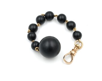 Antique Victorian 14k Gold & Onyx Ball Watch Fob ~4.25"