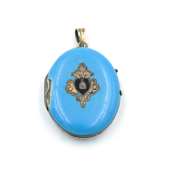 As Is - Antique 14K Gold Enameled Locket // Victo… - image 3