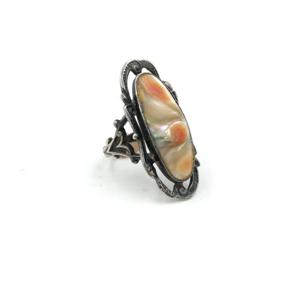 Size 4 // Sterling Blister Pearl Ring // Vintage … - image 2