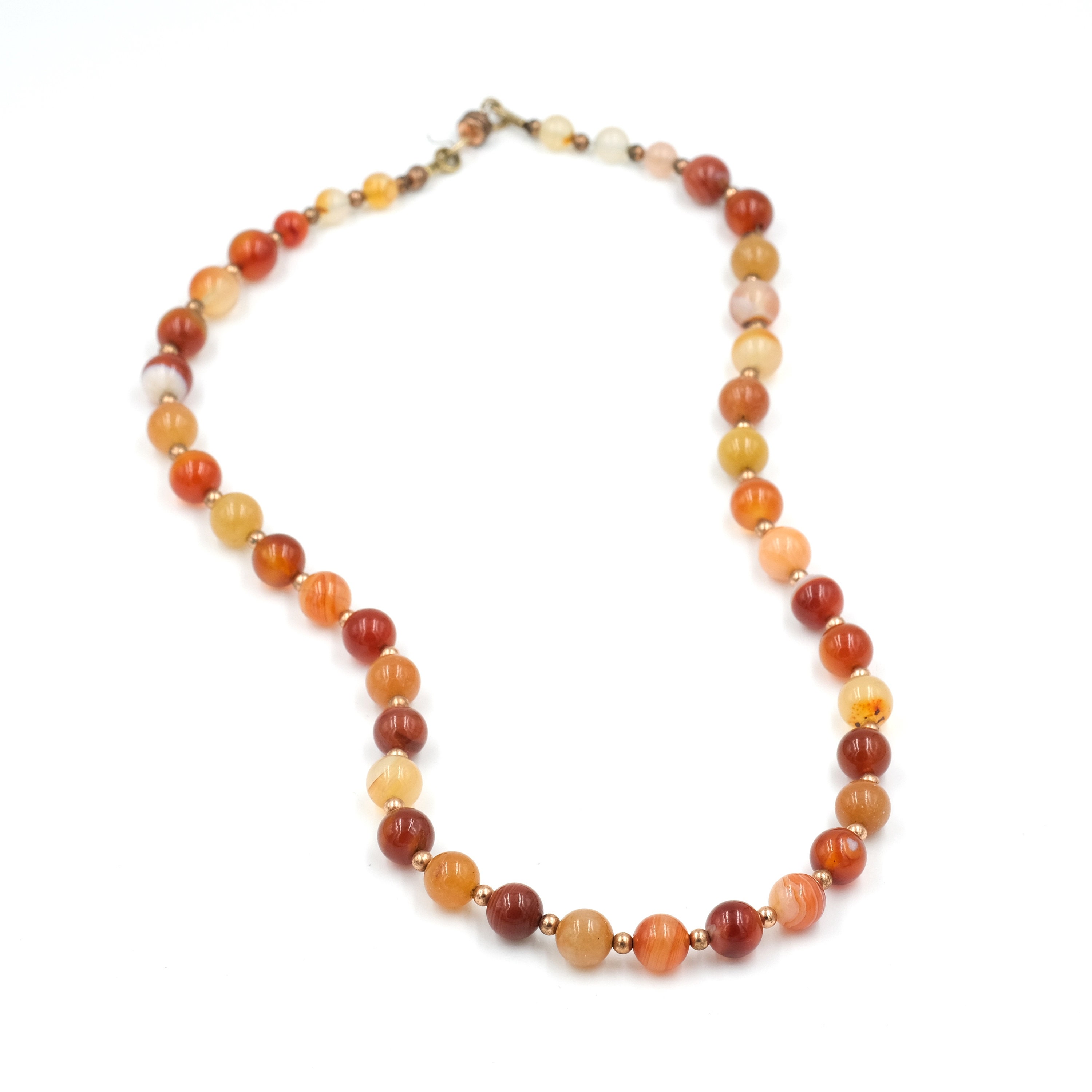 ヴィンテージの縞模様の瑪瑙石ビーズネックレス 長さ19インチ