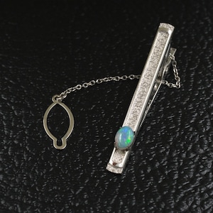 Vintage 850 Silver Opal Tie Bar // Vintage Money Clip