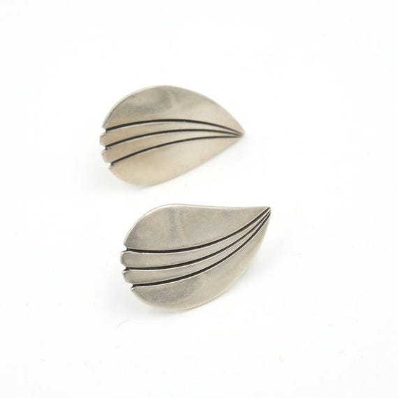 Vintage Sterling Silver Statement Stud Earrings 1" - image 3