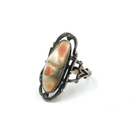 Size 4 // Sterling Blister Pearl Ring // Vintage … - image 5