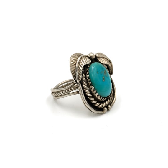 Southwest Buddy Lee Mossman Sterling Silver Carved Turquoise Corn Ring