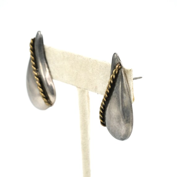 Vintage Taxco Sterling & Brass Statement Earrings… - image 7