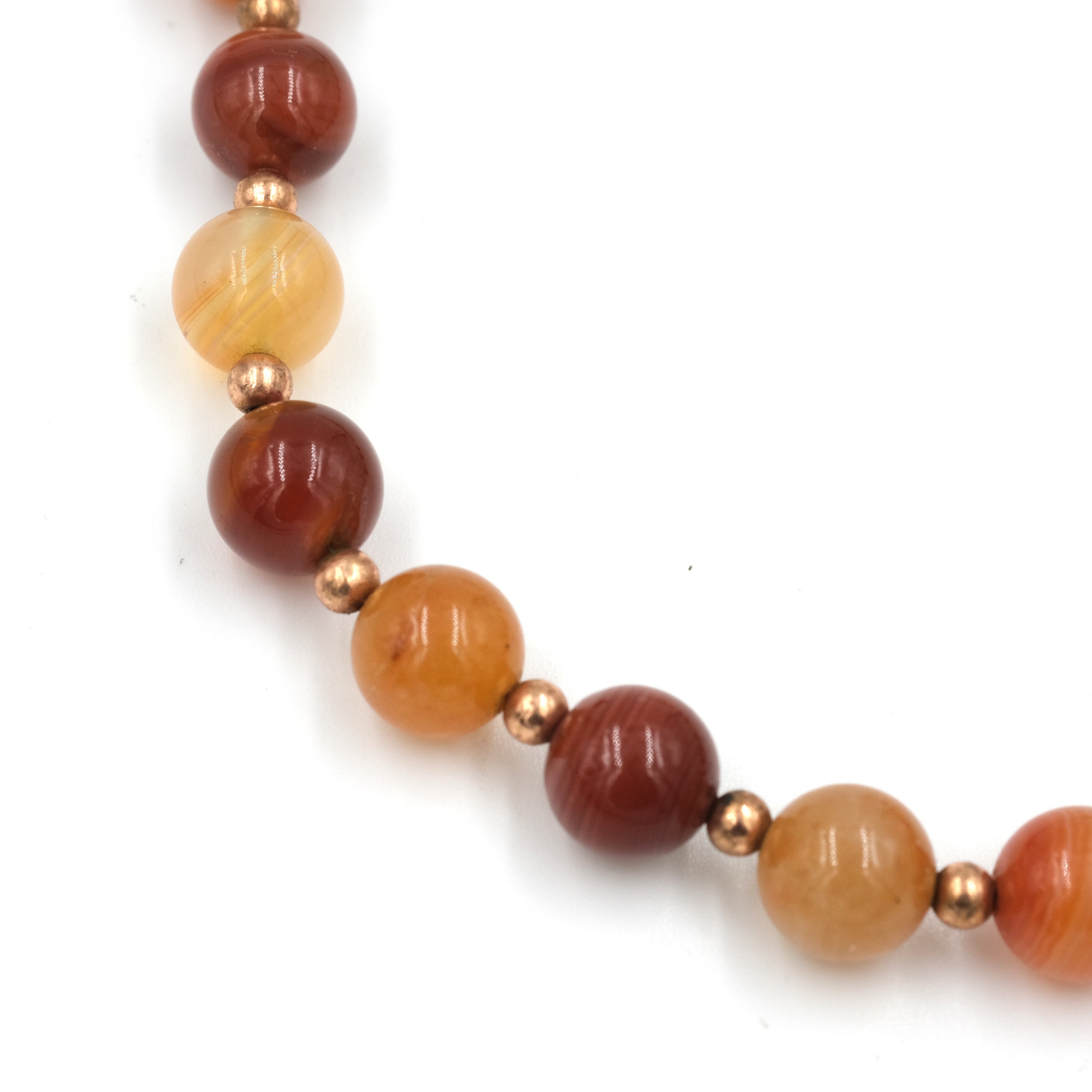 ヴィンテージの縞模様の瑪瑙石ビーズネックレス 長さ19インチ
