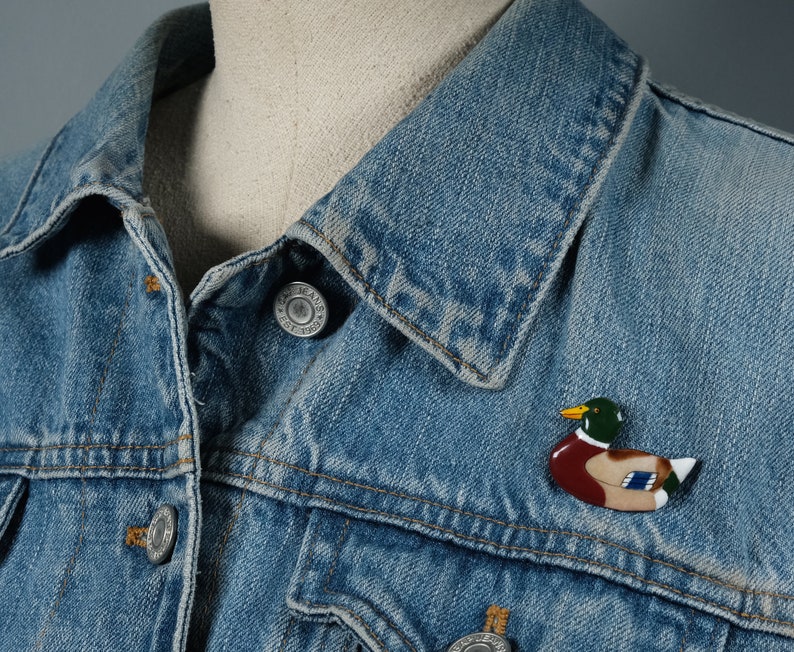 Enamel Duck Pin Vintage Duck Pin Vintage Lapel Pin Mallard Duck Pin