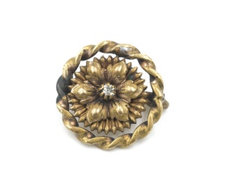Antique Paste Rhinestone Flower Pin/Pendant // Edwardian Brooch // Victorian Flower Jewelry / Antique Flower Pendant / Late Victorian Brooch