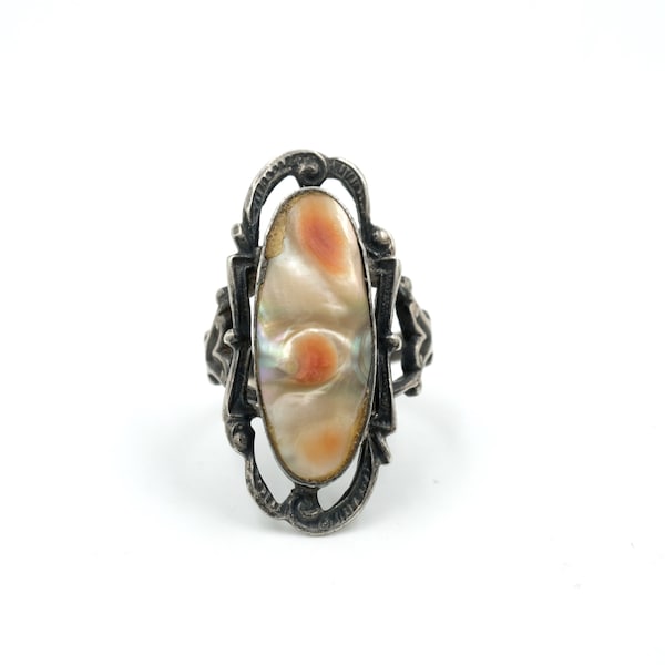 Size 4 // Sterling Blister Pearl Ring // Vintage Pearl Ring // Vintage Peach Pearl Ring