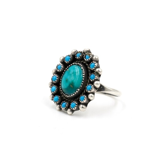 Size 7.5 // Vintage Turquoise Cluster Ring // Vin… - image 4