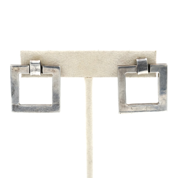 Vintage Modernist Sterling Square Geometric Earri… - image 4