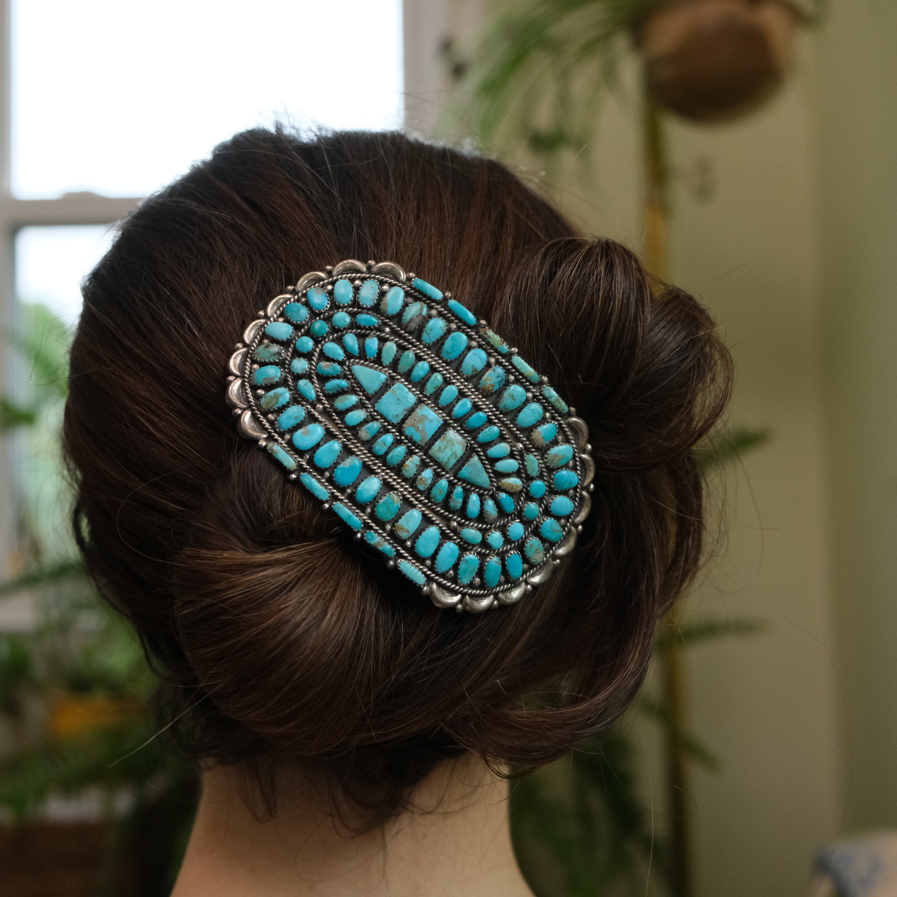 Huge Vintage Navajo Native American Jewelry jewelry Turquoise Sterling Silver Hair Combs Barrette Pin Clip Huge Vintage Navajo Native American Jewelry jewelry Turquoise Sterling Silver Hair Combs Barrette Pin Clip