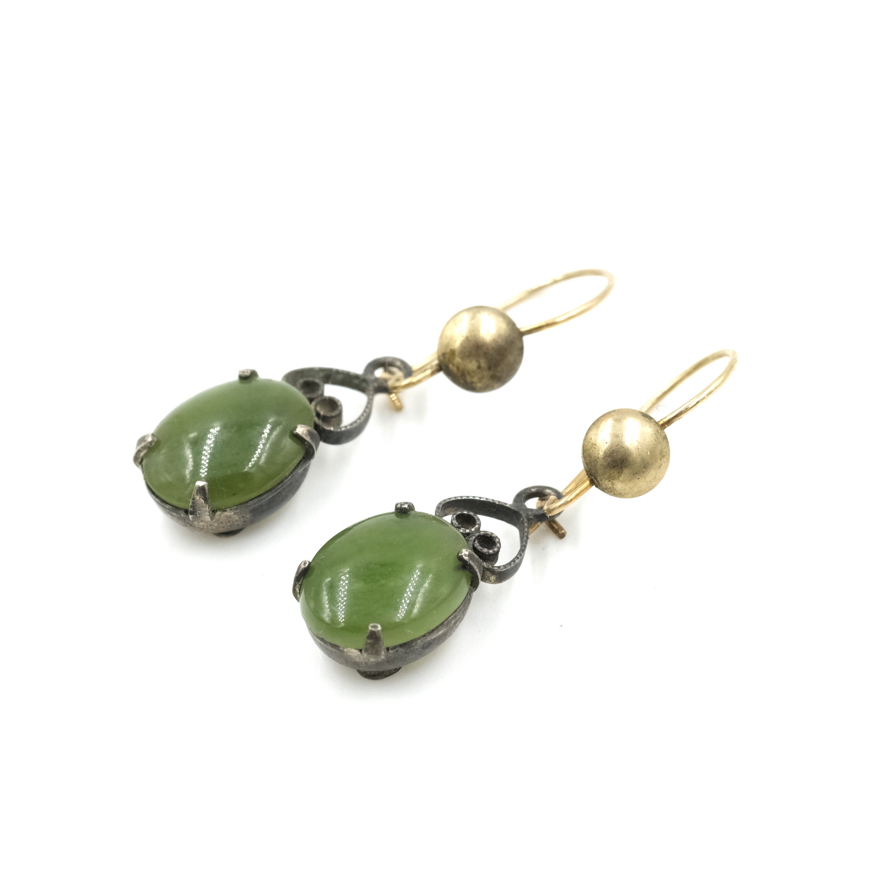 Vintage Sorrento Jade & Sterling Dangle Earrings // Vintage Statement Earrings // Vintage Jade Earrings
