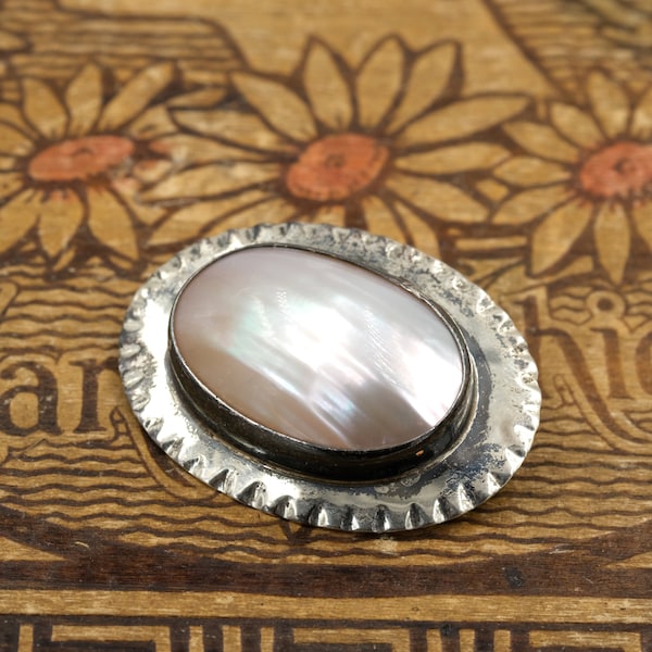 Vintage Nakai Mother of Pearl & Sterling Pin/Pendant // Vintage Pearl Brooch // Nakai Pendant // Classic Brooch // Nakai Sterling Jewelry