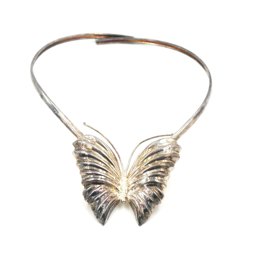 Vintage Sterling Butterfly Necklace // XL Butterfly Necklace // Vintage