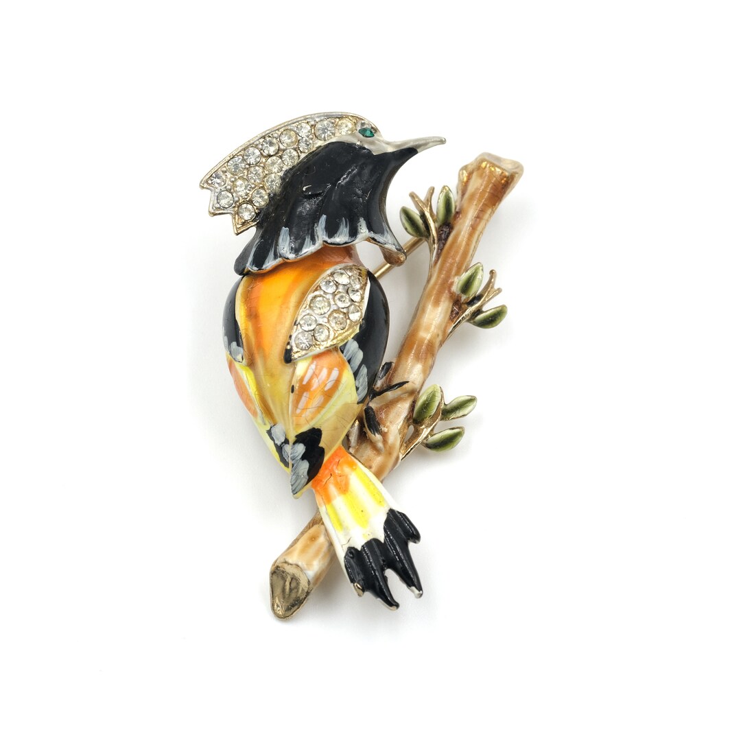 Vintage Corocraft Trembler Brooch // Vintage Woodpecker // Vintage Bird