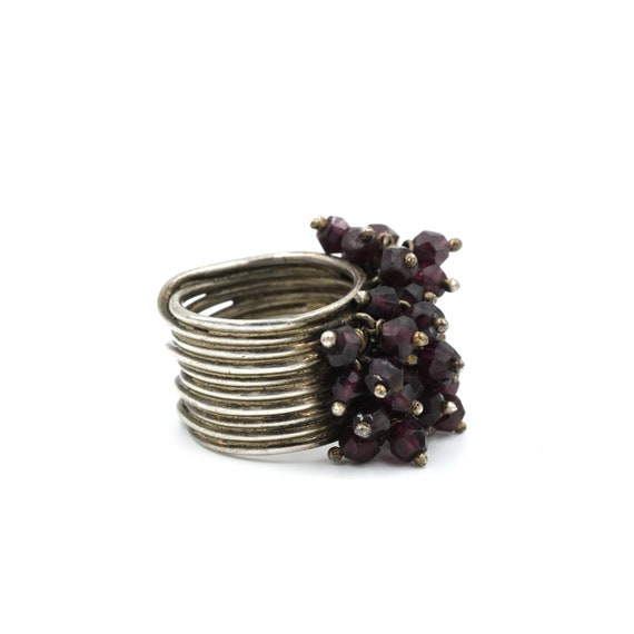 Size 7 // Vintage Garnet & Sterling Ring // Sterl… - image 4