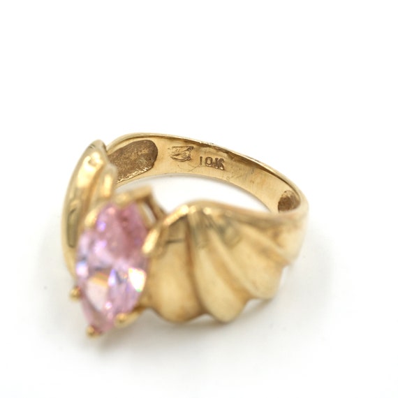 Vintage 10Kt Gold Pink CZ Ring - Size 6 // 10k Go… - image 7