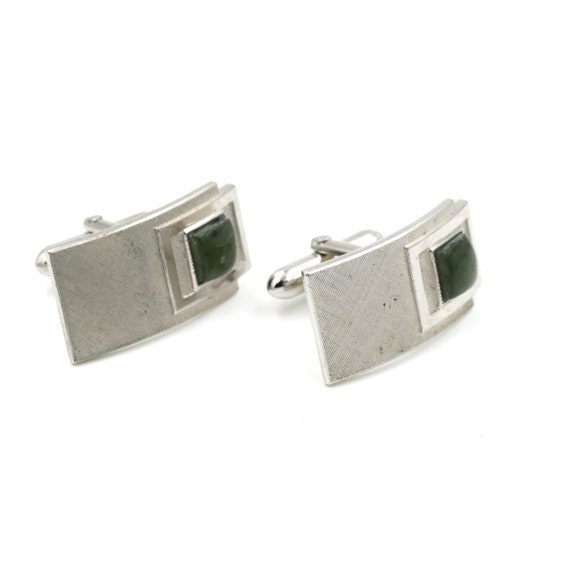 Vintage Swank Silvertone Cufflinks 1" // Mid Cent… - image 3