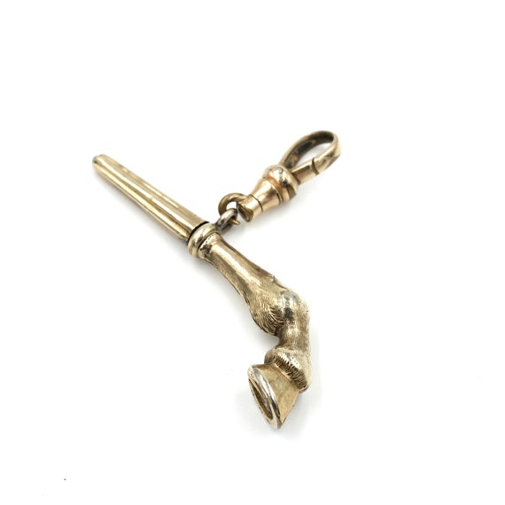 Antique Gilt Horse Hoof Watch Key Pendant // Vict… - image 2