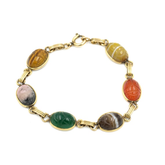 Vintage Admark Scarab 12k Yellow Gold Filled Brac… - image 1