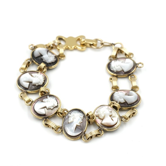 Vintage 12k Yellow Gold Filled Cameo Bracelet by … - image 1