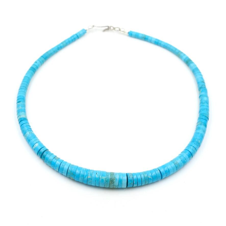 ヴィンテージ ターコイズ ヘイシ ネックレス 17.25インチ // 明るい