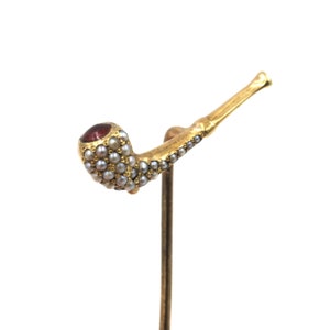 Antike Edwardian 14k Gold, Rocailles & Emaille Tabak Pfeife Stift 5,7 cm