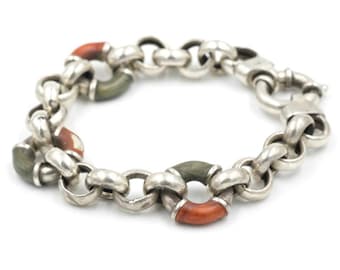 As Is Vintage Italian Sterling Silver Rolo Chain Bracelet 8"