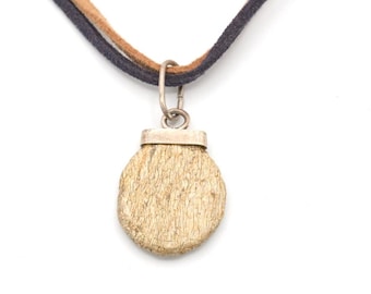 Vintage Suede Necklace with Sterling Capped Pendant 19"