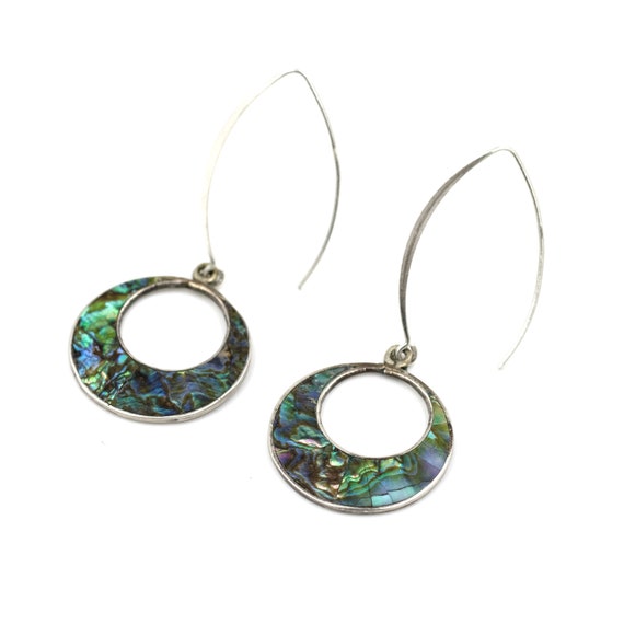 Mexican Abalone Inlay Earrings // Abalone Dangle … - image 1