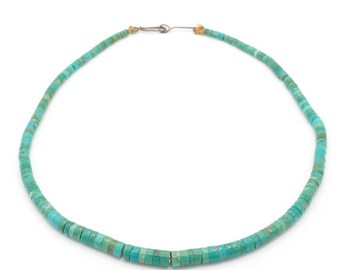 Old Pueblo Style Natural Turquoise Heishi Necklace 19"