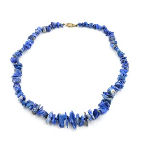 Vintage Sodalite Beaded Necklace 17&quot; // Vintage Knotted Stone Necklace // Natural Blue GemstoneStatement Necklace