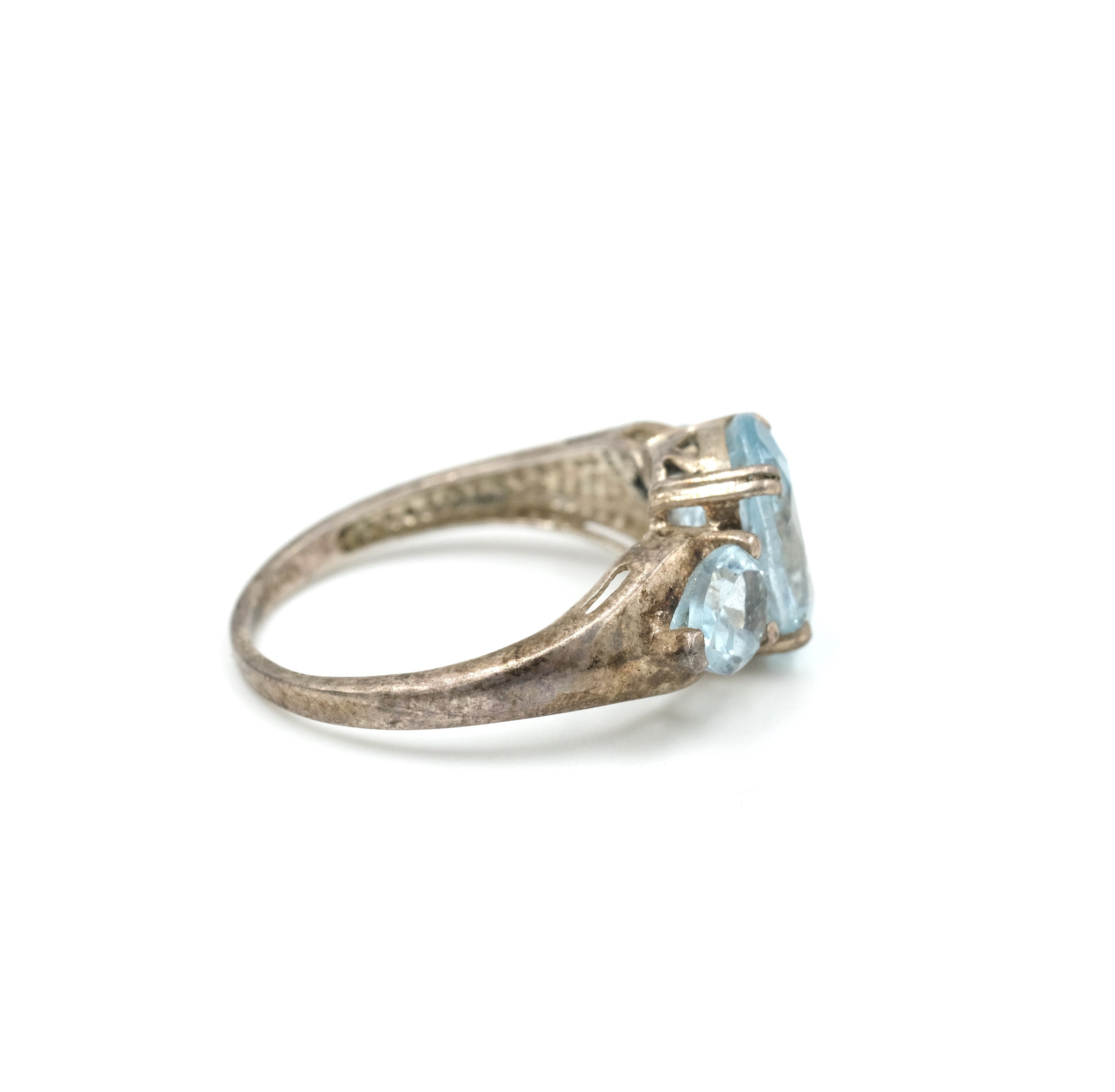 90s Blue Topaz & Sterling Silver Ring Size 7 // Vintage Gemstone ...