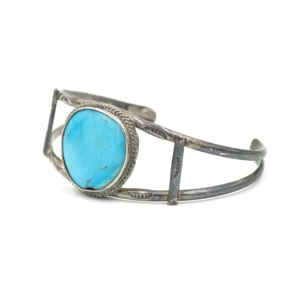 Vintage Turquoise & Sterling Cuff / Old Turquoise… - image 2
