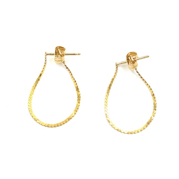 Vintage 14kt Chain Hoop Earrings // Delicate Chai… - image 2