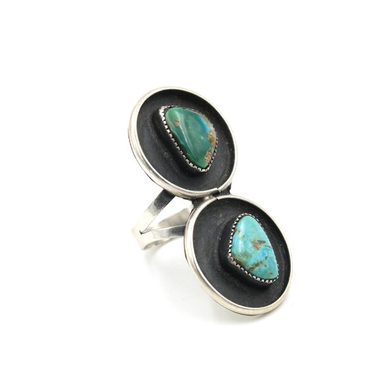 Vintage Turquoise & Sterling Ring - Size 6.75 / D… - image 3