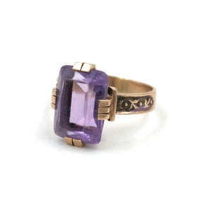 Size 4.5 // Victorian 10Kt Gold Amethyst Ring // Antique Gold // Antique Amethyst Statement // Victorian Amethyst // Classic Antique Ring