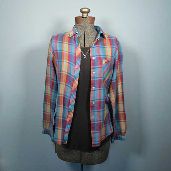 Vintage Sasson Rainbow Plaid Button Up // Vintage