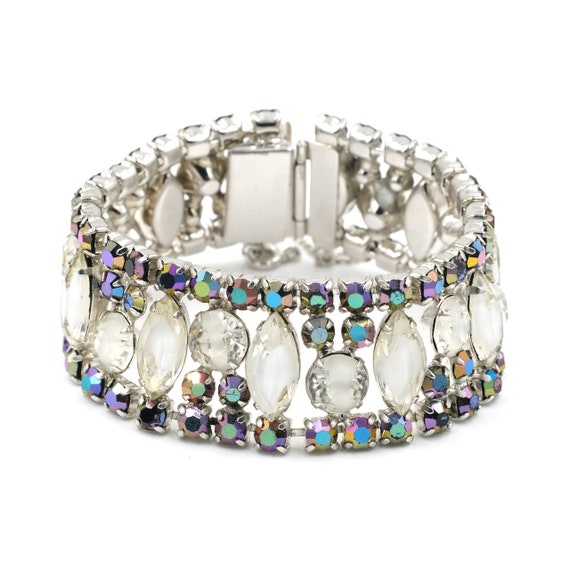 Vintage Aurora Borealis Rhinestone Statement Bracelet 7" by Ballet