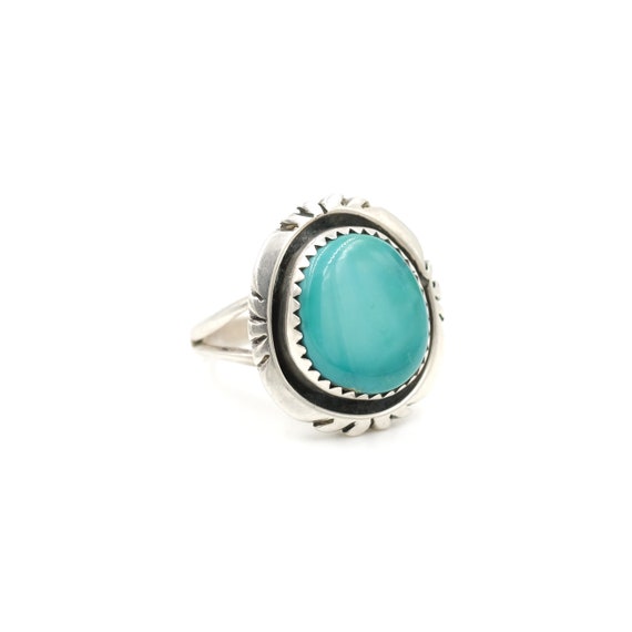 Turquoise Cut Bezel Ring // Size 6 // Green Turqu… - image 1