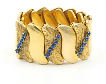 Vintage 1930s Rhinestone Accordion Bracelet (~5.25") by Bugabee & Niles