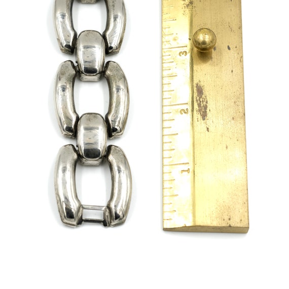 Vintage Silver Tone Chain Link Bracelet // Statem… - image 6